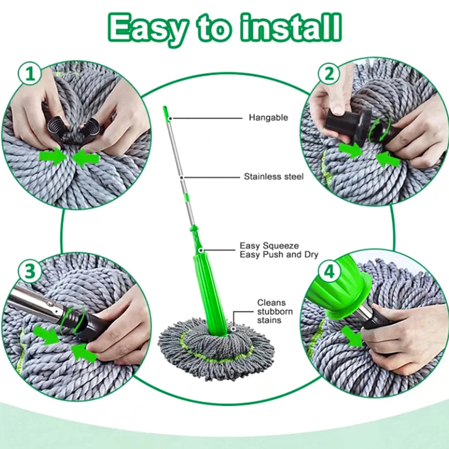 TwistEase™ Pro – 360° Self-Wringing Spin Mop | By Niyyah